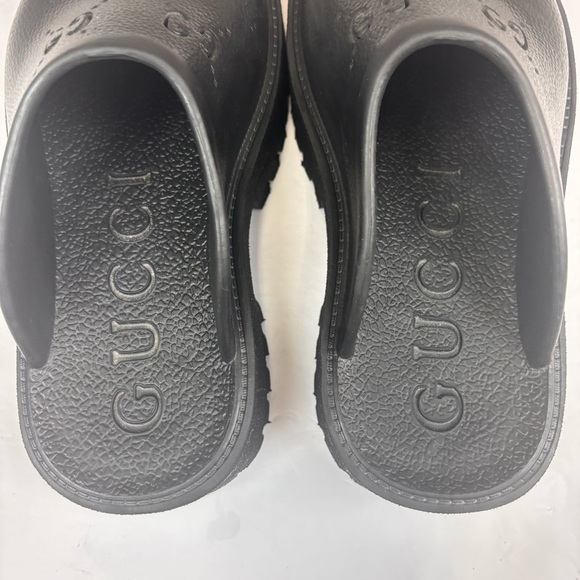 Gucci Elea GG Rubber Platform Clog Slides Black Lug Sole Mule EU 38 Women - Picture 16 of 16